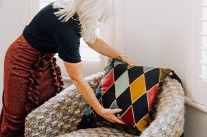 Create hotel luxury at home 6 Kirsten Ford fluffing pillow